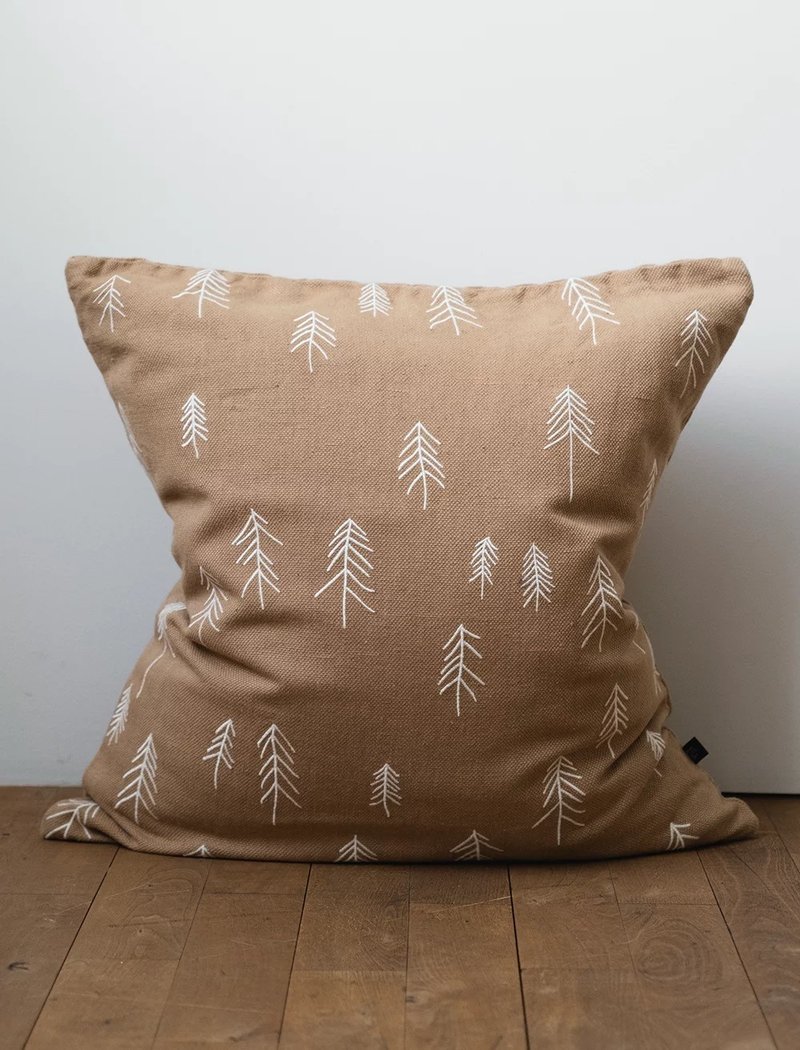 北歐設計師款 - 刺繡抱枕套 TALL, BROWN - 枕頭/抱枕 - 棉．麻 咖啡色