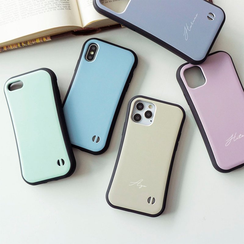 iPhone限定 スマホケース グリップケース 【 くすみカラー 名入れ 】 マットカラー ニュアンスカラー Sラインケース iPhone PM02U - 手機殼/手機套 - 塑膠 綠色