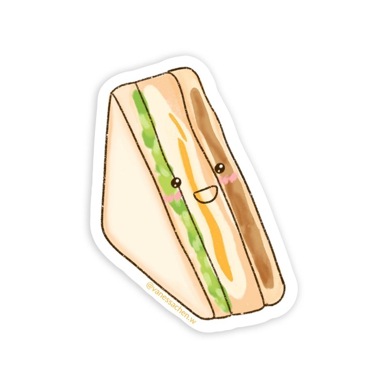 Cute Sandwich Sticker, Cute food sandwich vinyl sticker - สติกเกอร์ - กระดาษ 