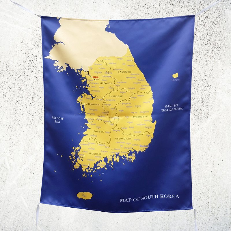 South Korea map hanging cloth wall mantle - ตกแต่งผนัง - เส้นใยสังเคราะห์ สีน้ำเงิน