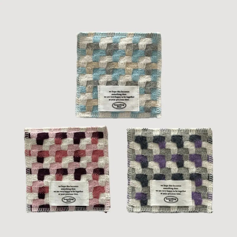 Zigzag Jacquard Coaster – Soft & Reversible | Blue / Pink / Violet - 杯墊 - 棉．麻 