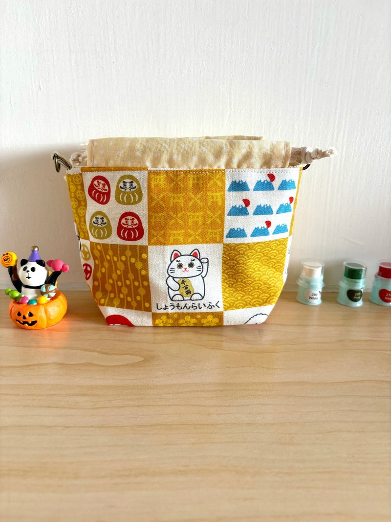 Huangfushen drawstring bag - กระเป๋าแมสเซนเจอร์ - ผ้าฝ้าย/ผ้าลินิน 