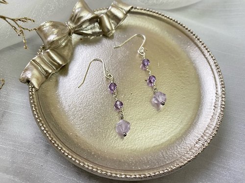 formica accessory 紫水晶和薰衣草紫晶純銀耳環 s925素材 純銀耳環 純銀飾品