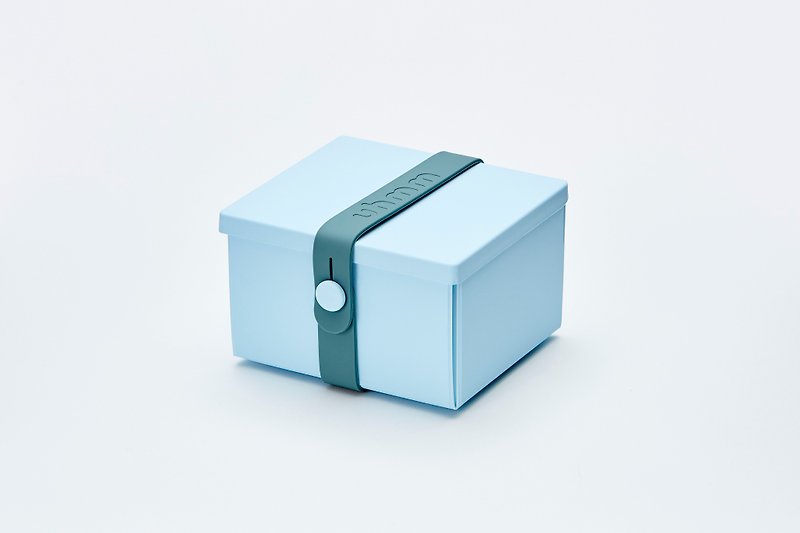 Denmark uhmm - Eco-Friendly Folding Snack Box (Light Blue Lunch Box x Dark Green Buckle)-840ml - กล่องข้าว - วัสดุอีโค สีน้ำเงิน