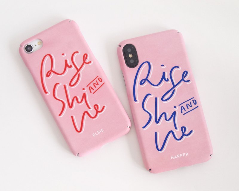 Personalized Rise and Shine iPhone case 手機殼 เคสมือถือ - เคส/ซองมือถือ - พลาสติก สีน้ำเงิน