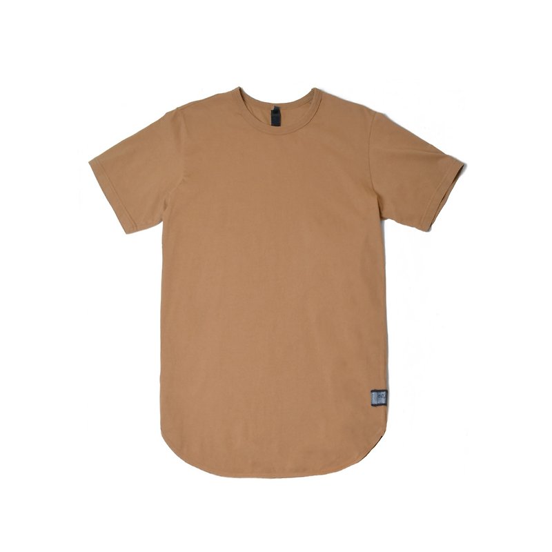oqLiq-Arc Tee-Bone Brown Long Arc T (Khaki) - Men's T-Shirts & Tops - Cotton & Hemp Khaki