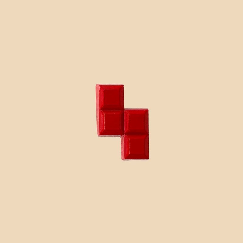 TETRIS PIN BADGE BROOCH - 胸針 - 其他金屬 紅色