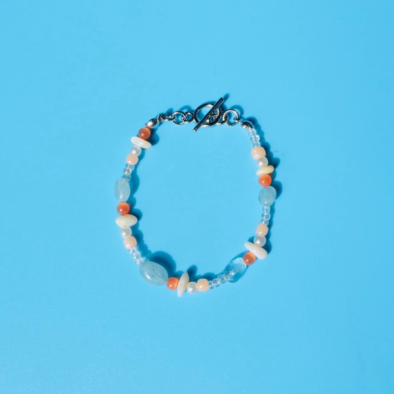 Bracelet Kehlani • Aquamarine Bracelet Semi Precious Stone Bracelet Stainless - 手鍊/手環 - 不鏽鋼 多色
