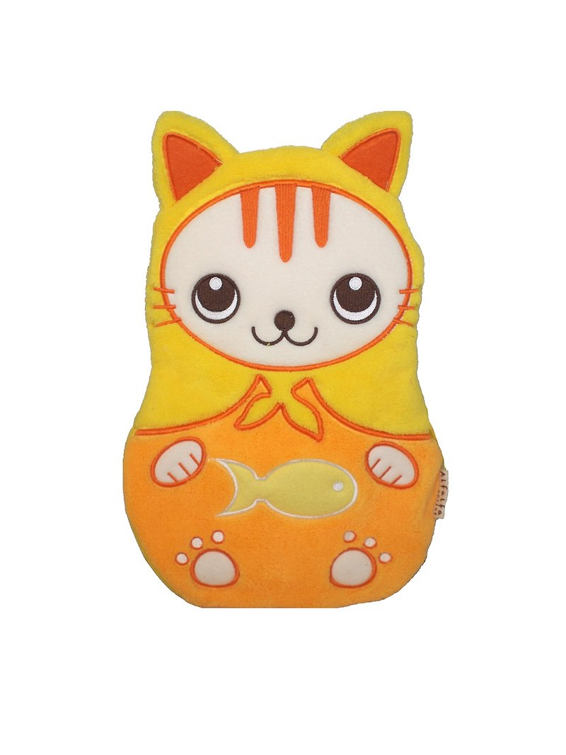 Catryoshka Cat Cushion & Travel Blanket Yellow - ผ้าห่ม - เส้นใยสังเคราะห์ สีเหลือง