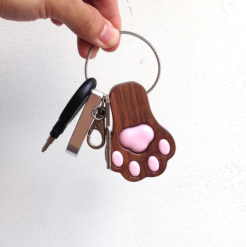 Paw Key chain -Solid wood (shorter version) - Keychains - Wood Multicolor