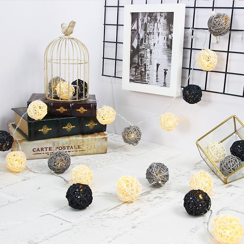 iINDOORS英倫家居 創意燈飾 籐球燈串 插座款 黑色果實 長度3M LED氣氛燈 聖誕節