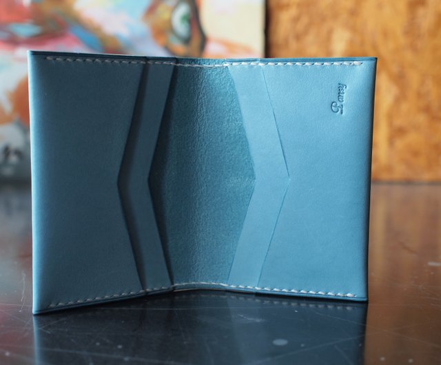 Italian Leather Slim Card Holder - Blue