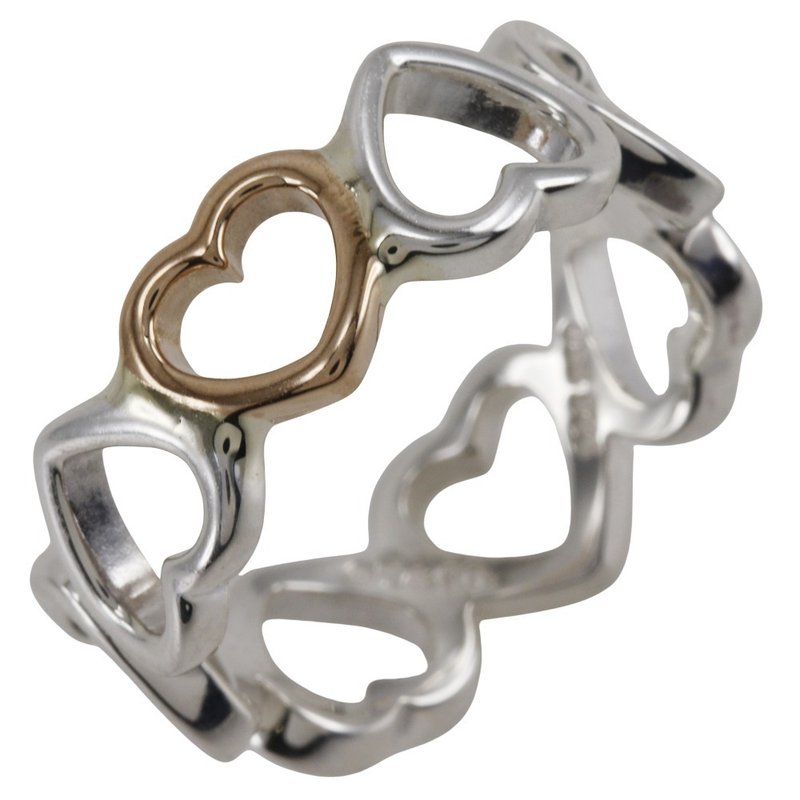 【日本直送】ティファニー TIFFANY&Co. ラビングハート バンド 11.5号 指輪 シルバー925 × K18PG ハート レディース【中古】 - 戒指 - 銀 銀色