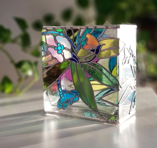 Glass Art RayColors 受注 スクエアガラス 花瓶琉球Wild Flowers