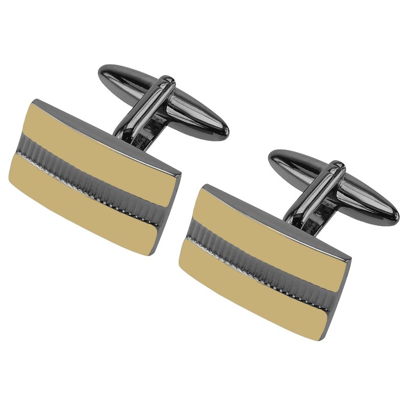Gunmetal with Gold Surface Blank Cufflinks - Cuff Links - Other Metals Black