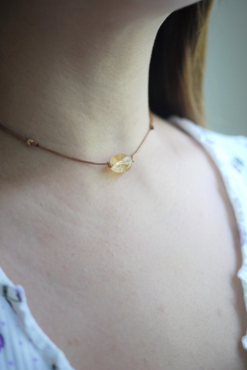 Citrine necklace - crystal cord necklace - Necklaces - Gemstone Orange