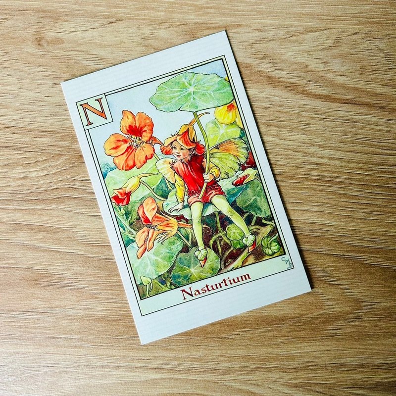 花仙子 字母系列經典明信片 - Nasturtium/ 金蓮花 - 卡片/明信片 - 紙 