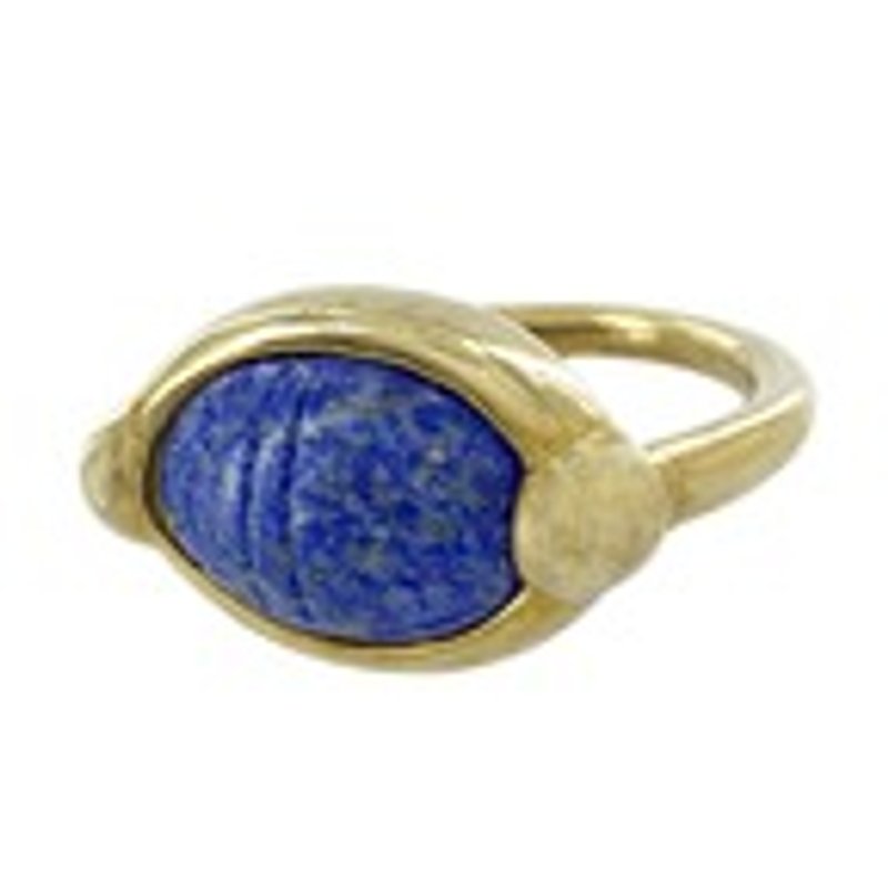 Ancient Egyptian scarab gemstone ring - แหวนทั่วไป - โลหะ สีน้ำเงิน