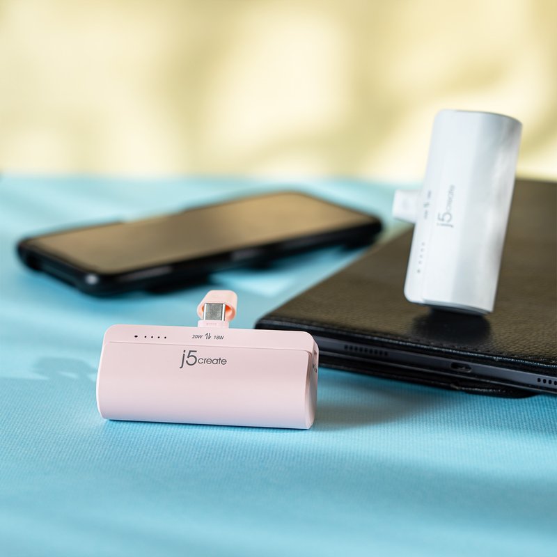 j5create USB-C direct plug-in pocket fast charging power bank-JPB5220R (Charming Pink) - Chargers & Cables - Plastic Pink