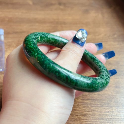 瓔珞珠寶盒 E.L.Jewelry Box 老花青翡翠圓骨鐲手鐲 | 19圍 | 天然緬甸玉翡翠A貨 | 送禮