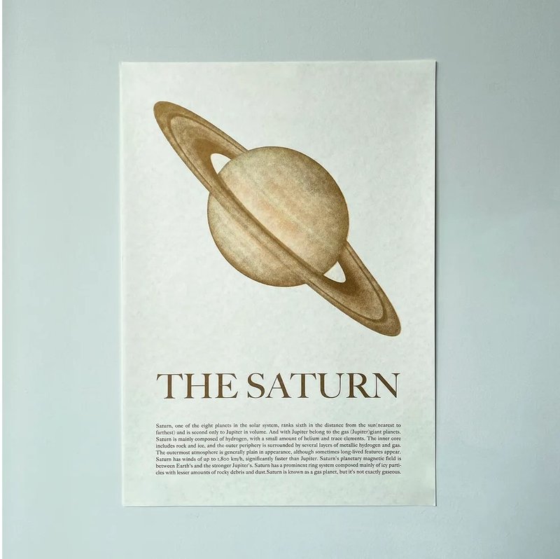Risograph Museum - A3星球海報-土星 THE SATURN - 壁貼/牆壁裝飾 - 紙 金色