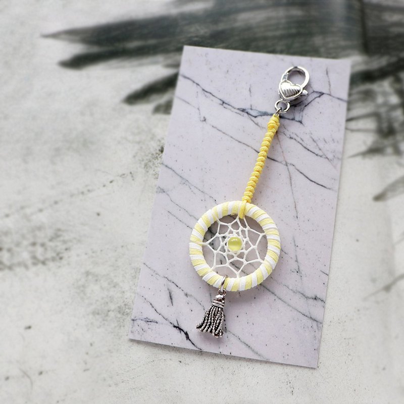 Fresh and simple丨Commemorative gift handmade two-color Stone dream catcher pendant keychain-Sunny Yellow - Charms - Other Materials Yellow