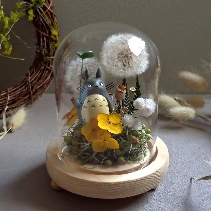 【My Neighbor Totoro Forest│Dandelion】Glass Bell Night Light│Preserved Flowers│Dried Flowers - Dried Flowers & Bouquets - Plants & Flowers Yellow