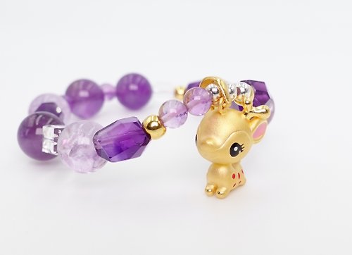 寶麗金珠寶 寶麗金珠寶-黃金小鹿斑比紫水晶造型手鍊