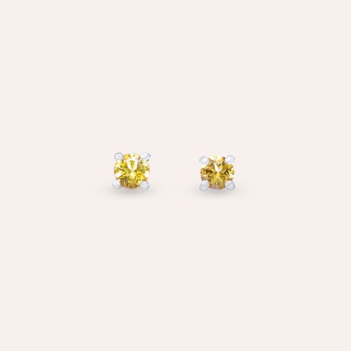 安珠 AND JEWEL 每天配戴的天然寶石 安珠 黃剛 黃色 圓形 3mm 耳環 經典系列 Round E 寶石銀飾 AND
