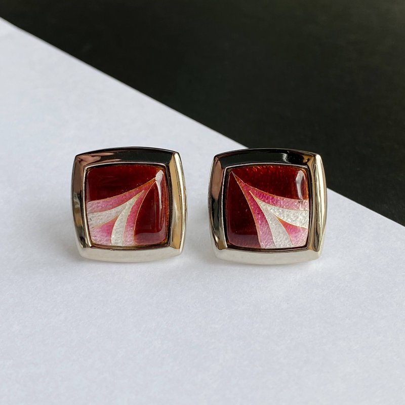 コメット 【ルビー Ruby】七宝焼のカフスボタン カフリンクス  純銀胎有線七宝 - 袖扣 - 其他材質 紅色