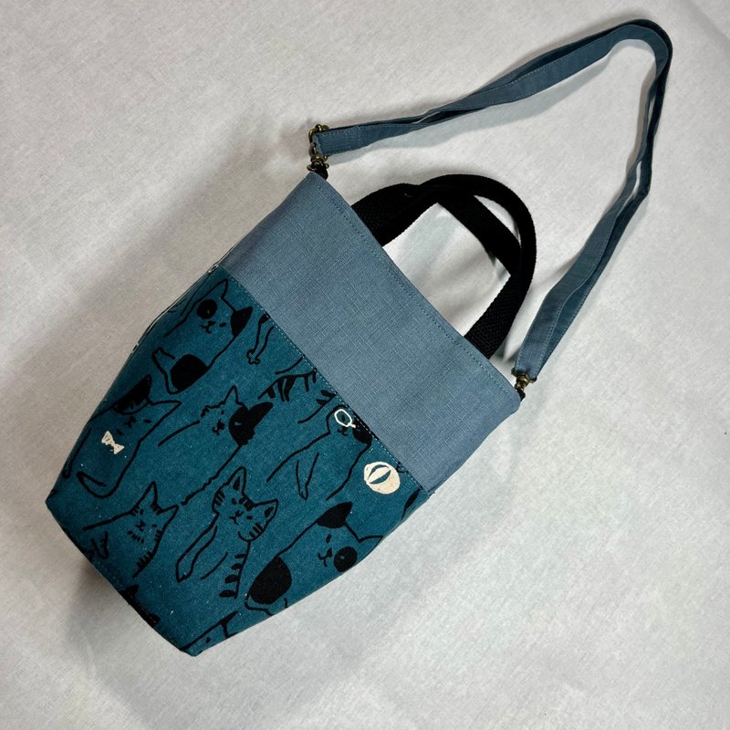 Eco-Friendly Beverage Stroll Bag - Water-Repellent Lining, Hand/Shoulder Carry - Blue Tones 3 - Messenger Bags & Sling Bags - Cotton & Hemp Blue