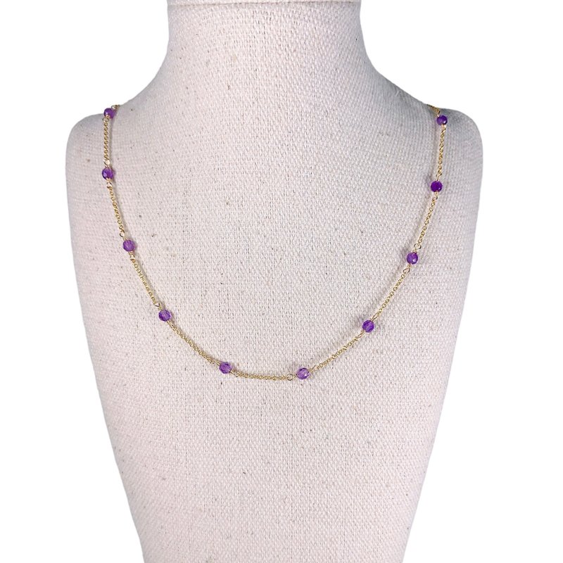 Amethyst Necklace | 14K Gold Filled | Gemstone | Feb Birthstone - สร้อยคอ - เครื่องเพชรพลอย สีม่วง