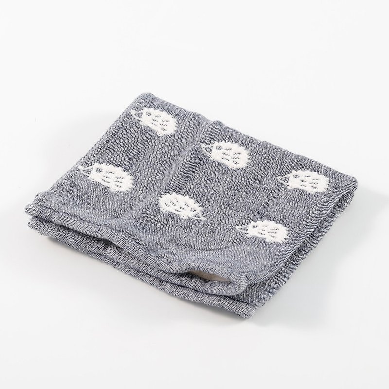 Made in Japan Imabari Pengpengsha-Quadruple Shawl (Brave Hedgehog-Blue) - ผ้าขนหนู - ผ้าฝ้าย/ผ้าลินิน 