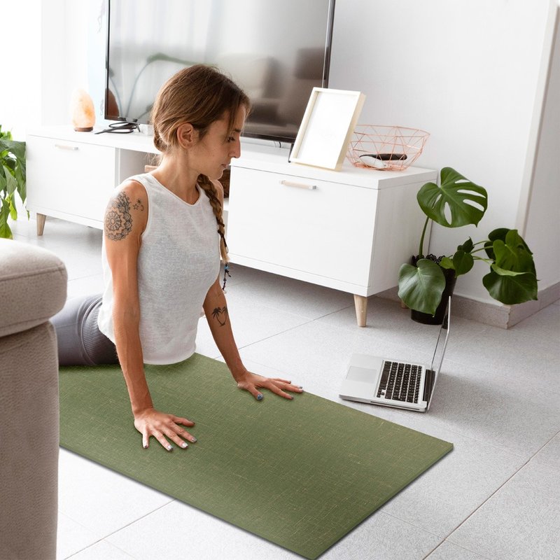 │B+│Professional grade yoga mat linen green 180x61cm - เสื่อโยคะ - วัสดุอื่นๆ สีเขียว