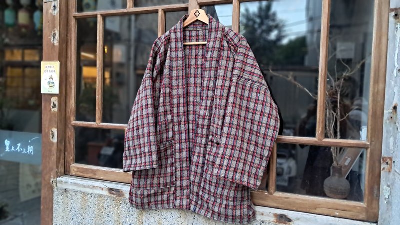 AMIN'S SHINY WORLD チェックヘリンボーンカラージャガードKIMONO - ジャケット - コットン・麻 多色