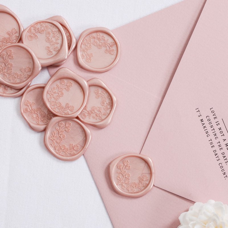 Sealing Wax stickers | wedding invitation stickers | soft powder in full bloom | 20 pieces - สติกเกอร์ - วัสดุอื่นๆ 