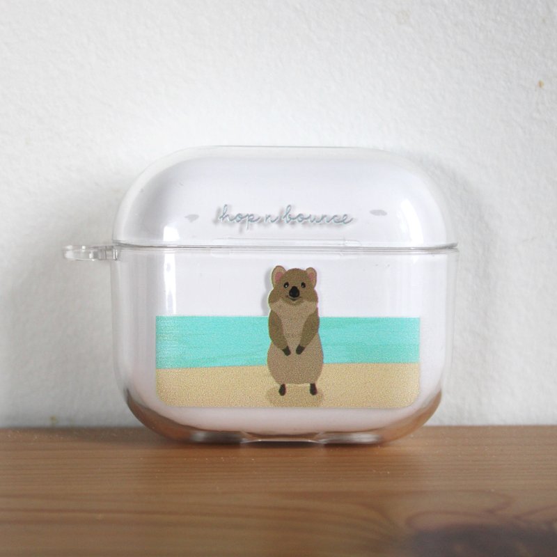 Cheerful Quokka Transparent AirPods Case (Hard/Soft Shell Available) - Headphones & Earbuds Storage - Plastic Transparent