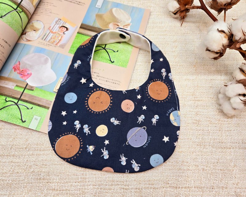 純棉二重紗造型口水巾/圍兜 - 圍兜/口水巾 - 棉．麻 藍色