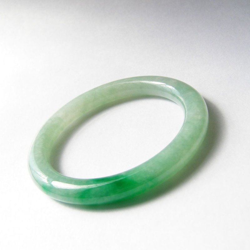 one off Jade Jade Bracelet | Wuzi | Round Bone Round Bar White Background Green 9417 - Bracelets - Jade Green