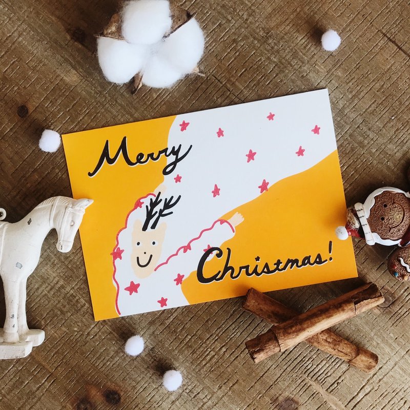 ステンシル印刷 クリスマスポストカード メリークリスマス - はがき・メッセージカード - 紙 