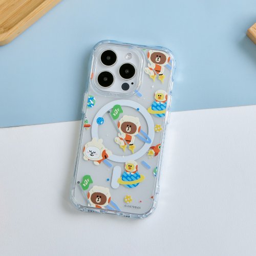 TOYSELECT LINE FRIENDS經典-遨遊宇宙印花抗黃防摔MagSafe iPhone手機殼