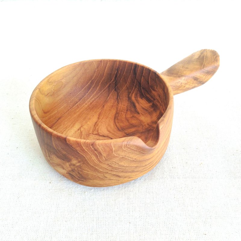 KOUPREY Natural Brown Teak Wood Handled Beaker Glass Mug Cream Milk Cup - Mugs - Wood 