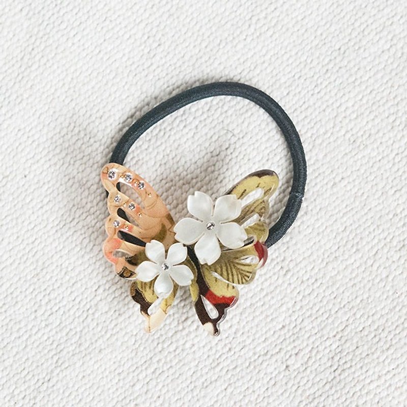Charming Autumn Feng, butterfly hair bundle, hair ring - autumn yellow - Hair Accessories - Acrylic Yellow