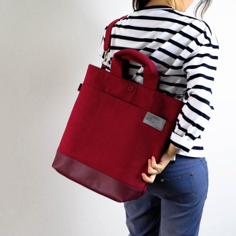 SAN-JON TOTEBAG #Red - 後背包/背包/書包 - 人造皮革 紅色