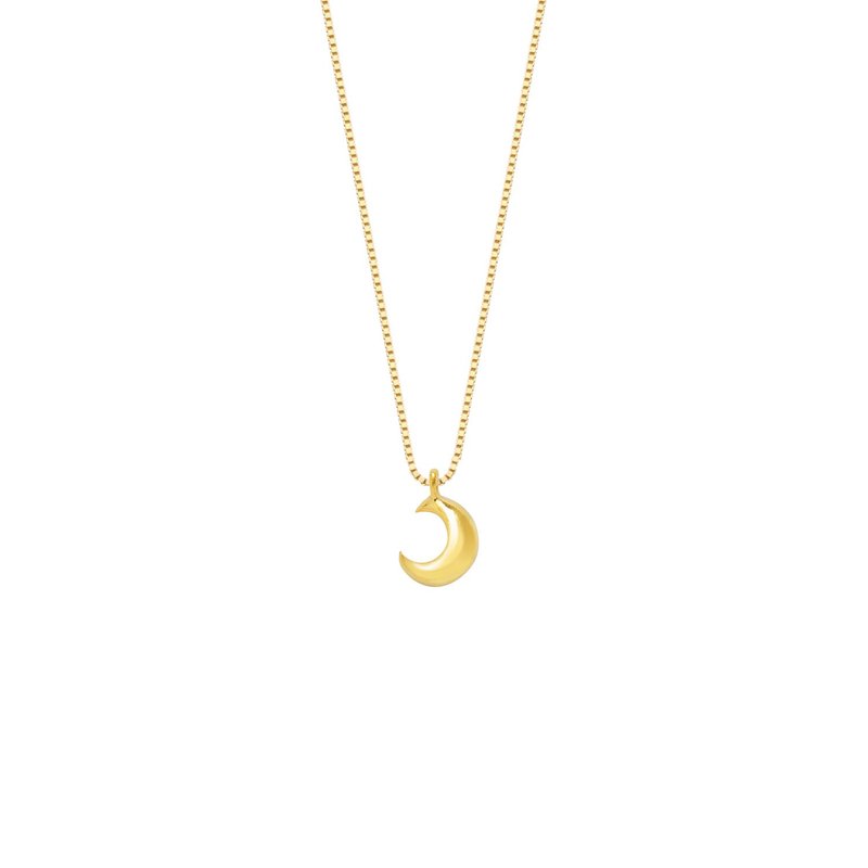 Treasure Chest Gold Jewelry 9999 Gold Pure Gold Moon Three-dimensional Pendant/Necklace - สร้อยคอ - ทอง 24 เค สีทอง