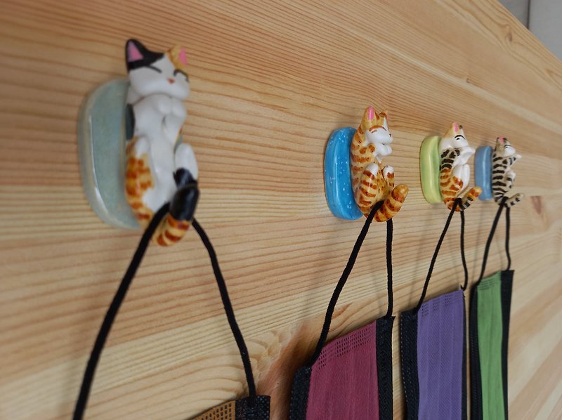 Cat Mask Hook-Tabby Cat Series - กล่องเก็บของ - ดินเผา 