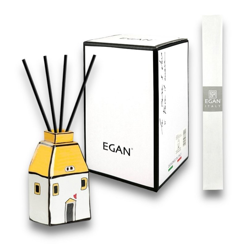 義大利EGAN- 歐式小屋系列 擴香瓶 黃色 11CM (加贈擴香棒) - 香氛/精油/擴香 - 陶 黃色