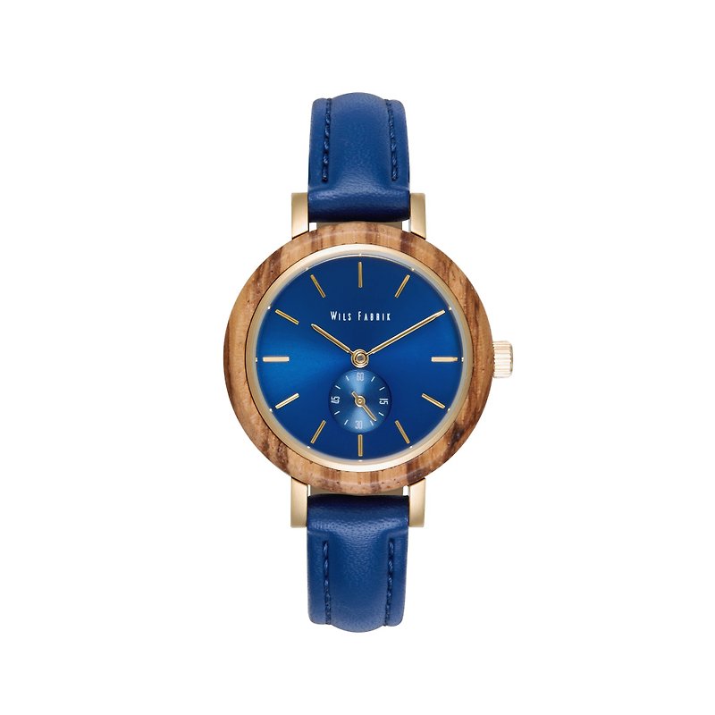 【Customized Gifts】Wils Fabrik - The Blue Blood W - Zebra Wood Watch - นาฬิกาผู้หญิง - ไม้ สีน้ำเงิน