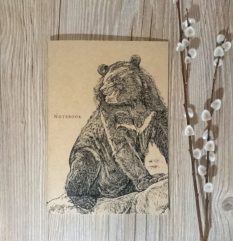 Taiwan black bear - animal line painted notebook - สมุดบันทึก/สมุดปฏิทิน - กระดาษ สีกากี