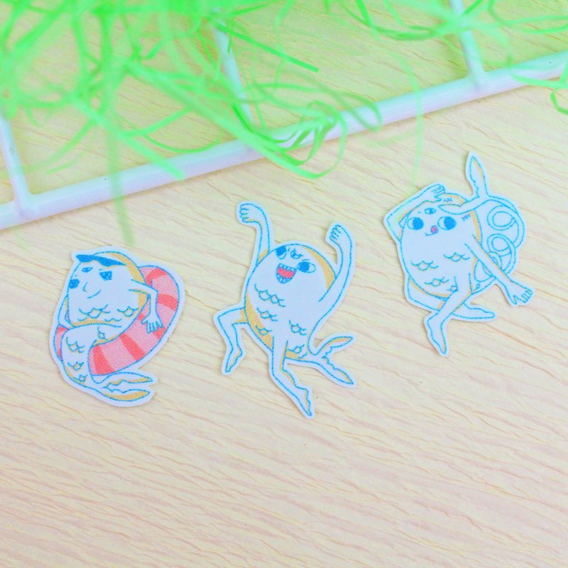7 pieces of fish sticker - Stickers - Paper Blue